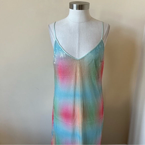 Staud Rainbow Sequin Slip Maxi Dress 26128 - Picture 5 of 12